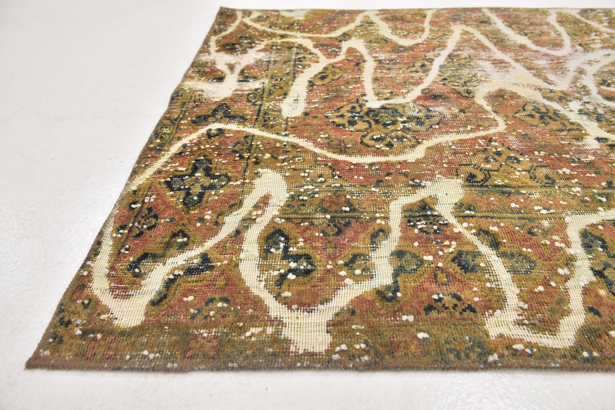 4' x 4' 2 Hand Knotted Ultra Vintage Persian Wool Square Rug