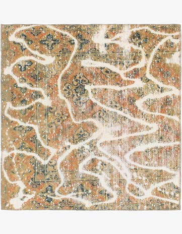 4' x 4' 2 Hand Knotted Ultra Vintage Persian Wool Square Rug