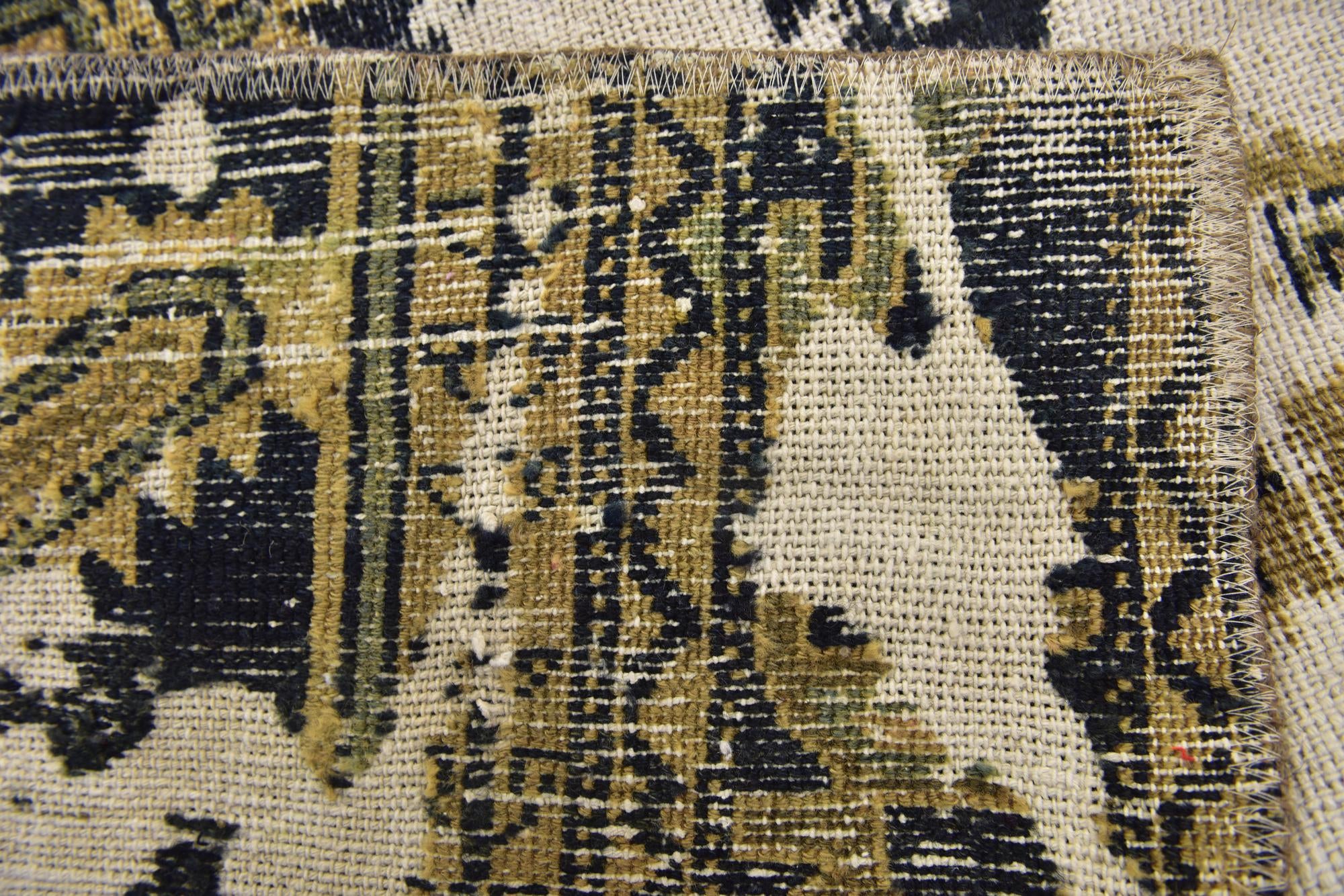 3' 7 x 4' 3 Hand Knotted Ultra Vintage Persian Wool Square Rug
