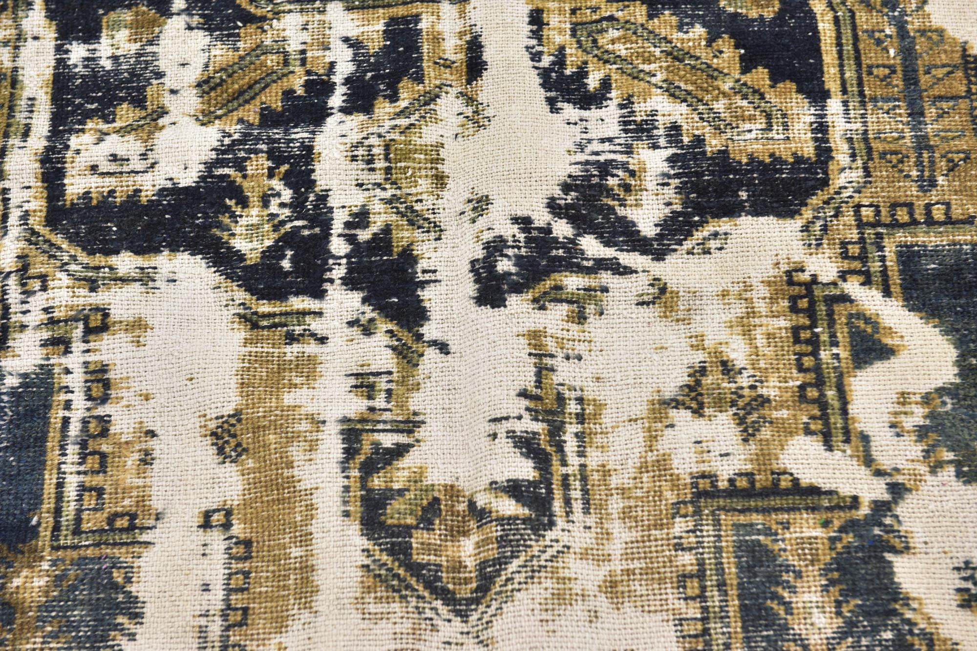 3' 7 x 4' 3 Hand Knotted Ultra Vintage Persian Wool Square Rug