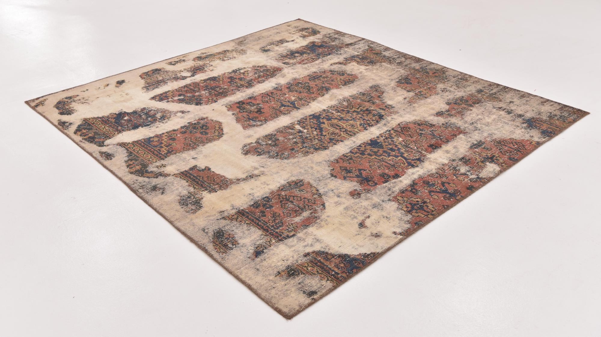 6' 6 x 7' Hand Knotted Ultra Vintage Persian Wool Square Rug