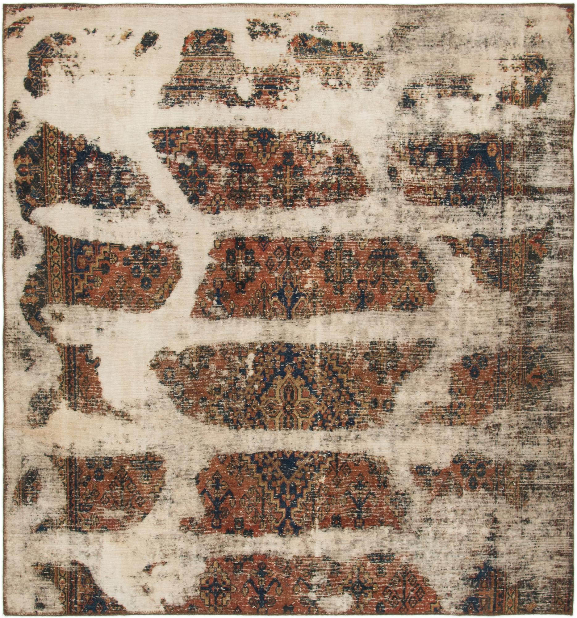 6' 6 x 7' Hand Knotted Ultra Vintage Persian Wool Square Rug
