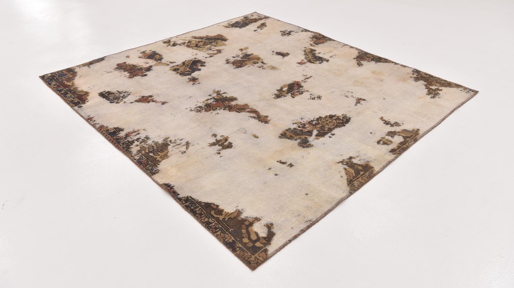 6' 7 x 7' Hand Knotted Ultra Vintage Persian Wool Square Rug