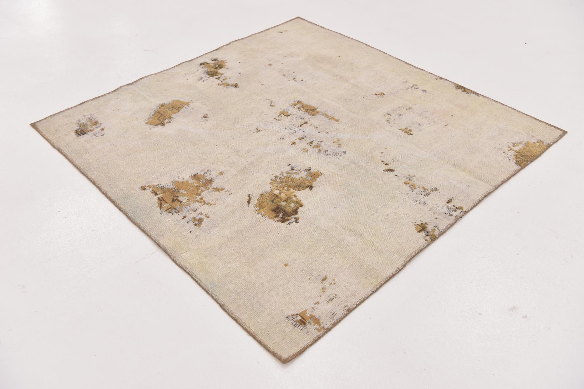 4' 10 x 5' Hand Knotted Ultra Vintage Persian Wool Square Rug