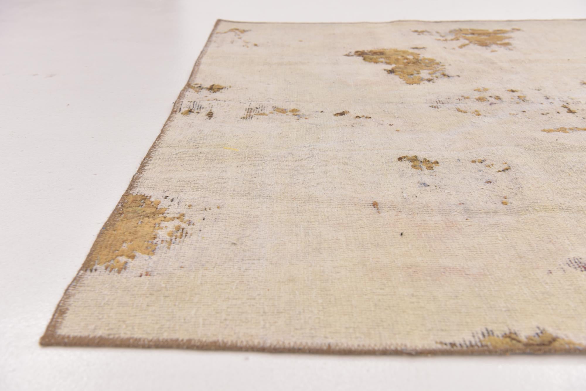 4' 10 x 5' Hand Knotted Ultra Vintage Persian Wool Square Rug