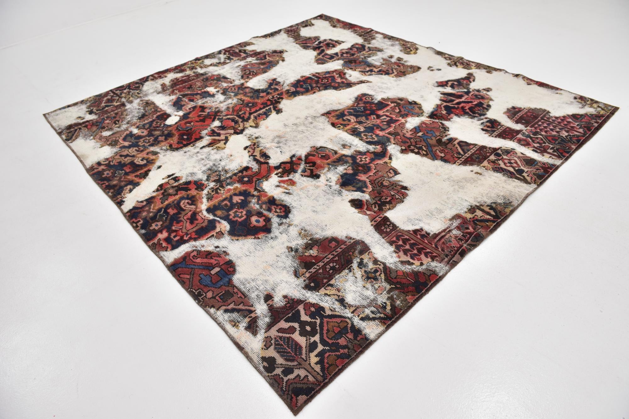8' 5 x 8' 8 Hand Knotted Ultra Vintage Persian Wool Square Rug