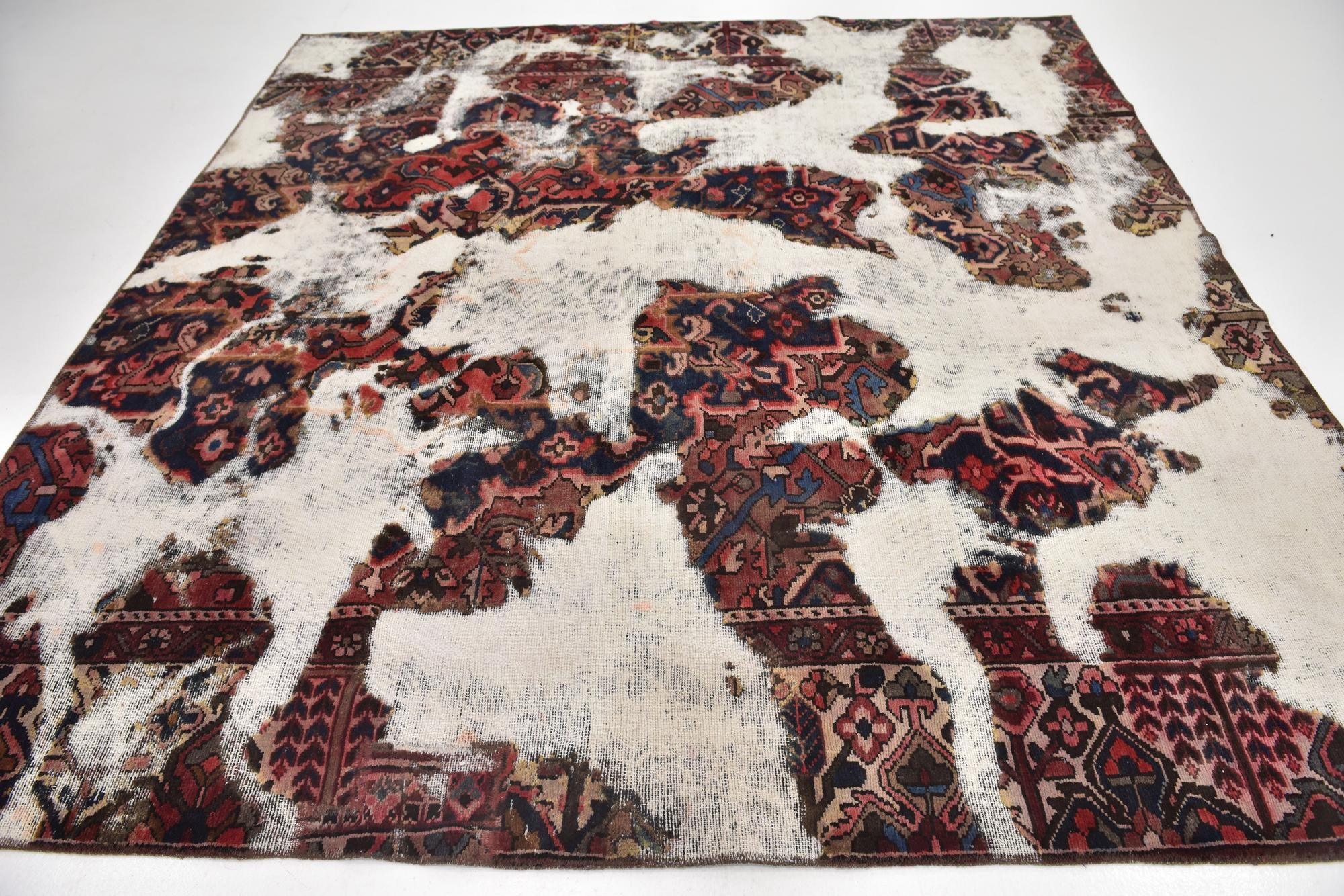 8' 5 x 8' 8 Hand Knotted Ultra Vintage Persian Wool Square Rug
