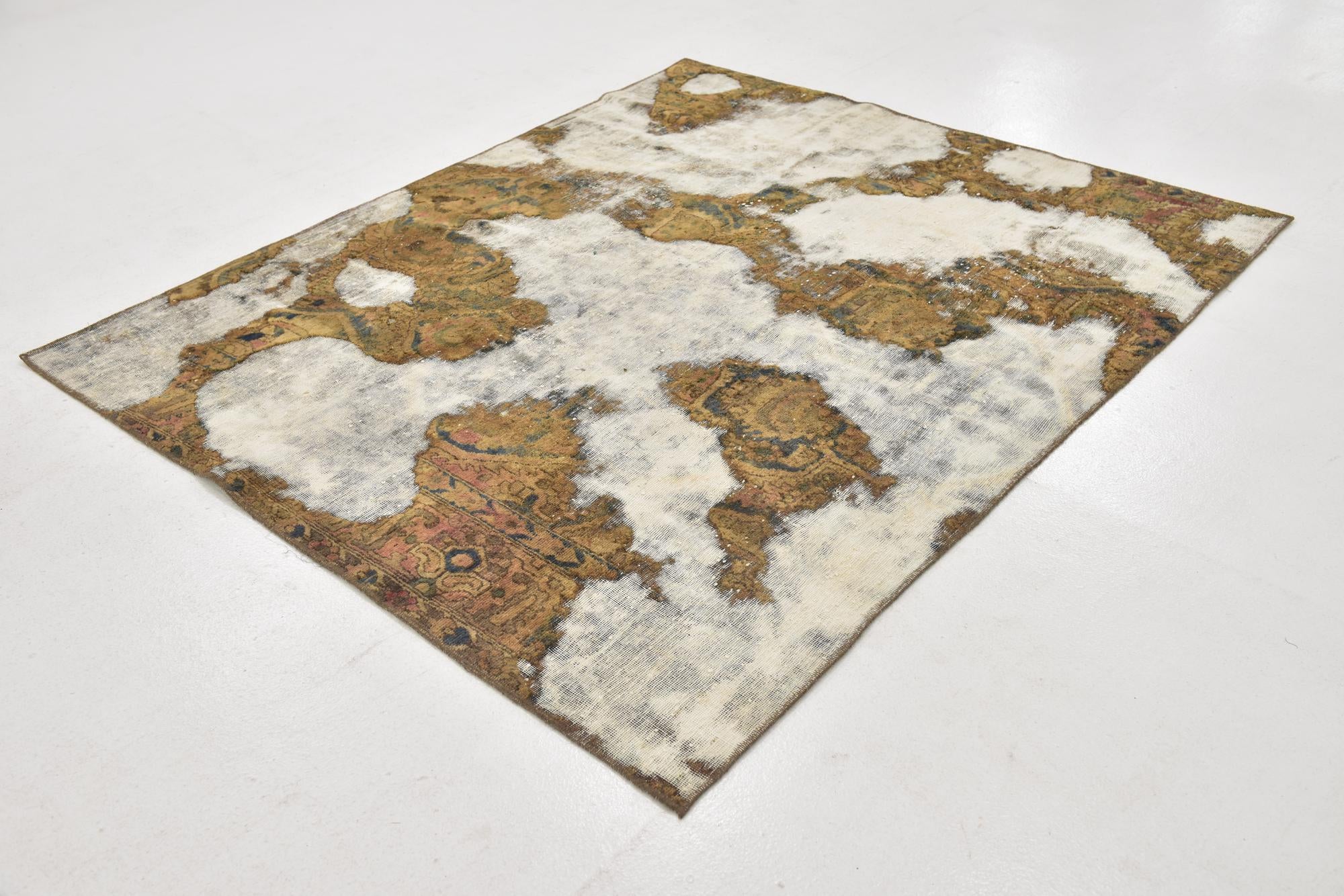 5' 5 x 6' 4 Hand Knotted Ultra Vintage Persian Wool Square Rug