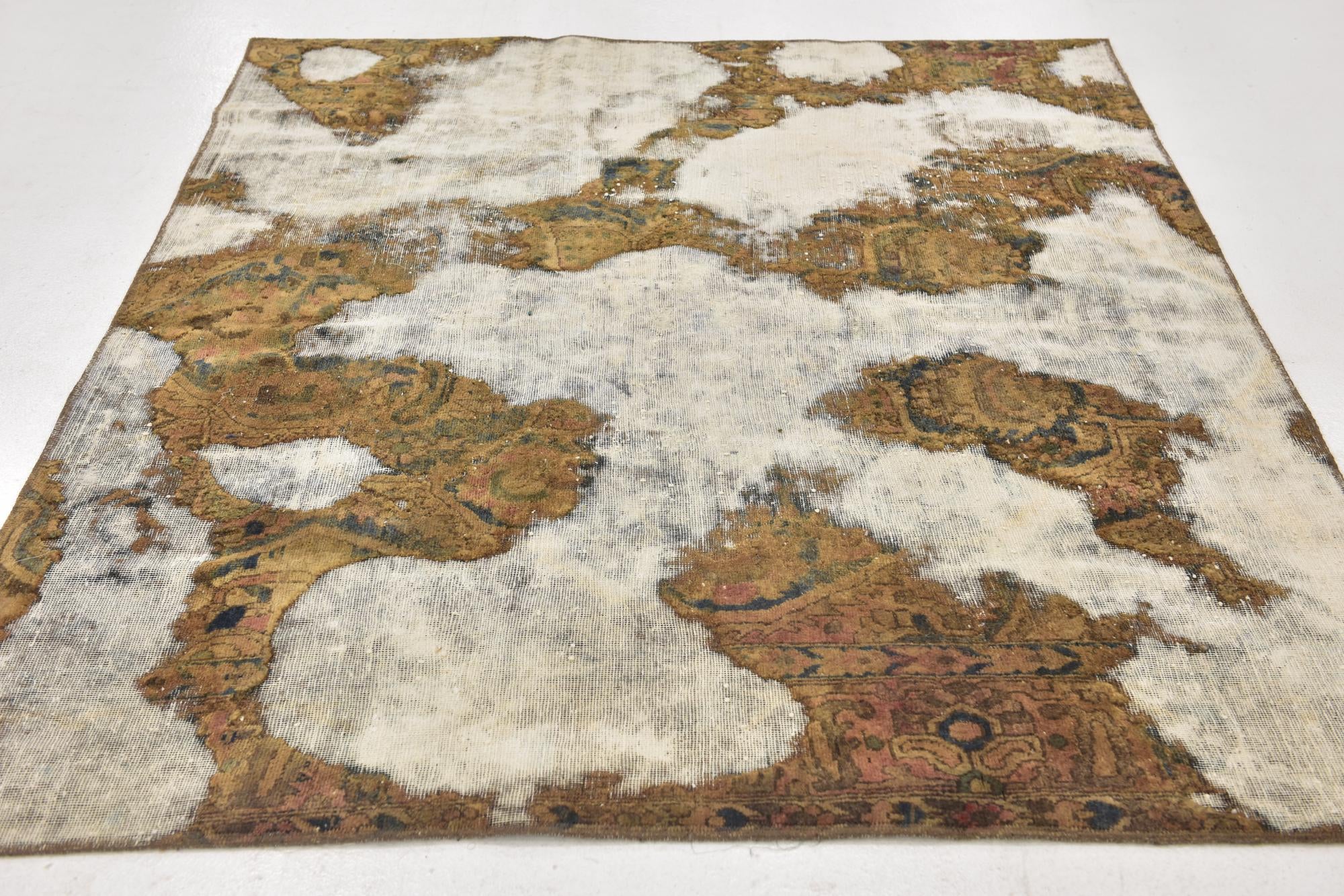 5' 5 x 6' 4 Hand Knotted Ultra Vintage Persian Wool Square Rug