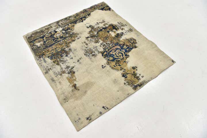 3' 10 x 4' 5 Hand Knotted Ultra Vintage Persian Wool Square Rug