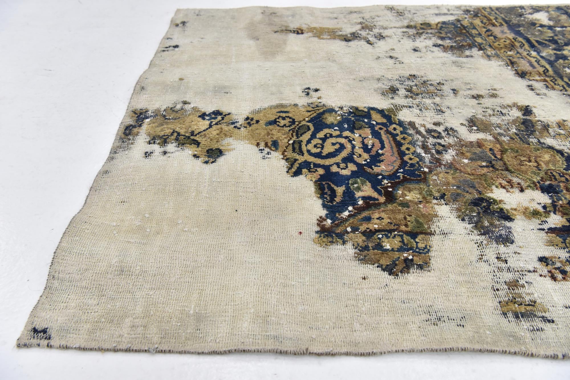 3' 10 x 4' 5 Hand Knotted Ultra Vintage Persian Wool Square Rug
