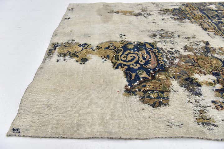 3' 10 x 4' 5 Hand Knotted Ultra Vintage Persian Wool Square Rug