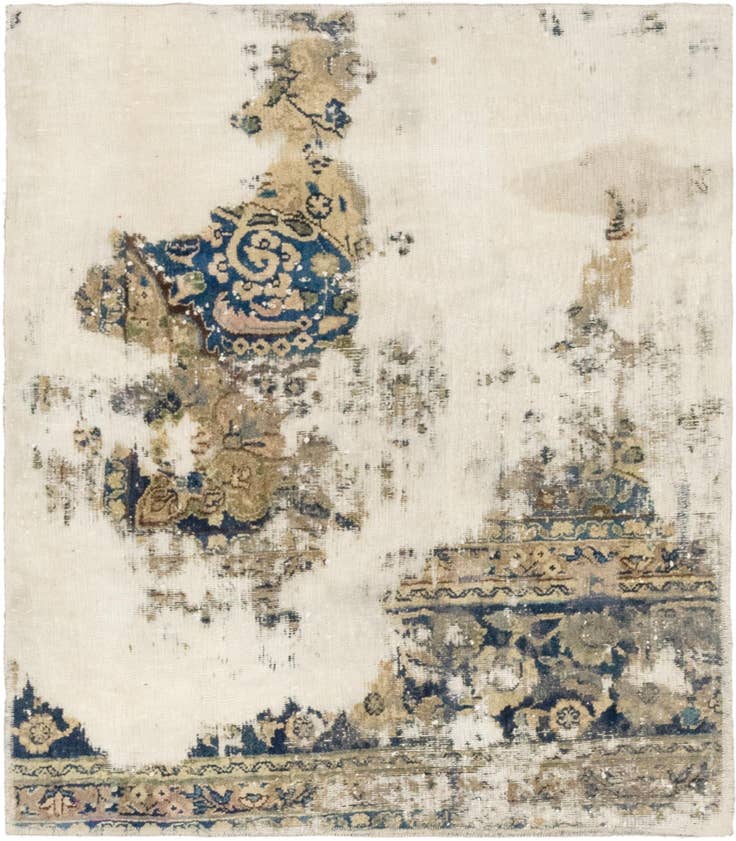 Detail image of 3' 10 x 4' 5 Hand Knotted Ultra Vintage Persian Wool Square Rug