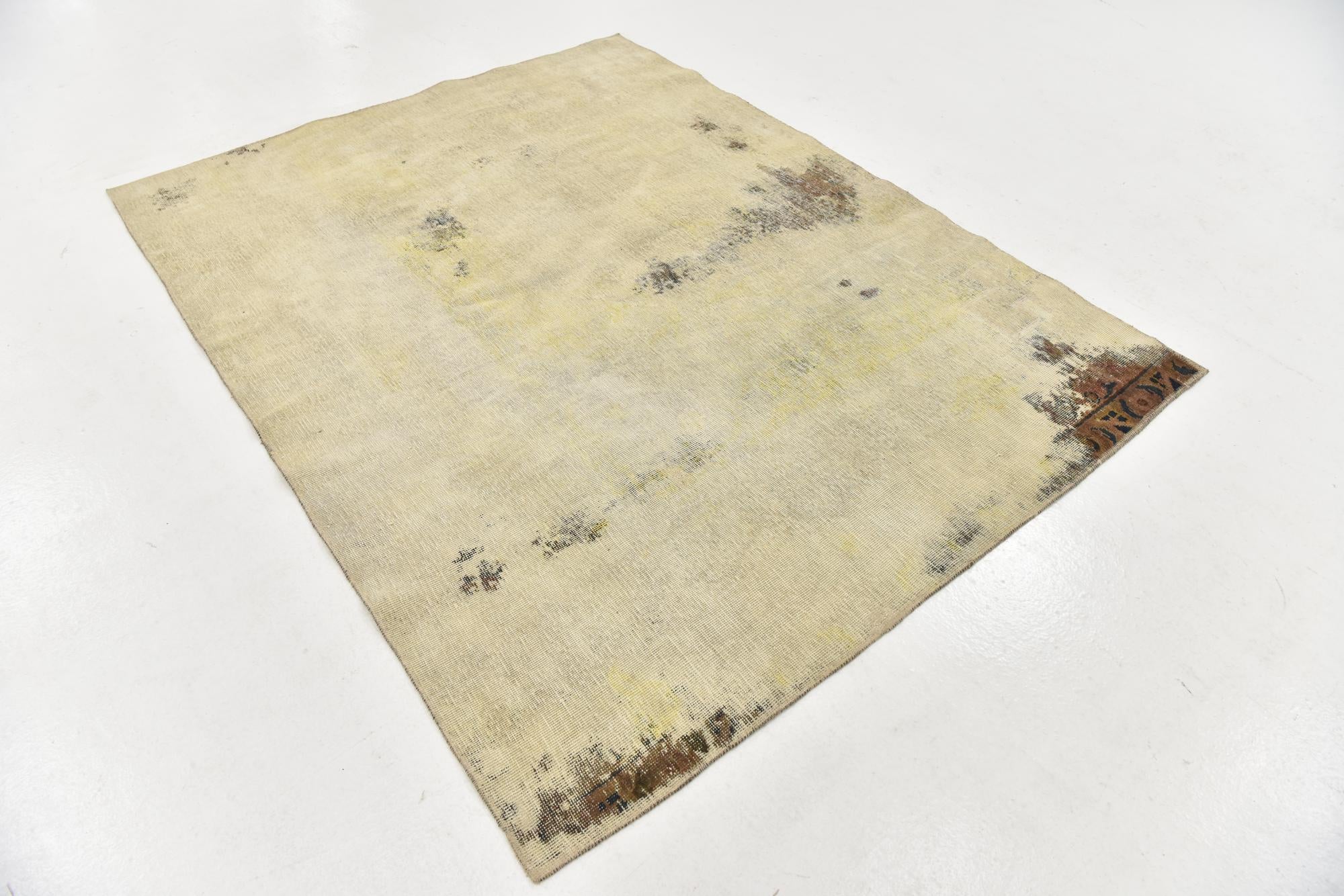 5' 2 x 6' 8 Hand Knotted Ultra Vintage Persian Wool Square Rug