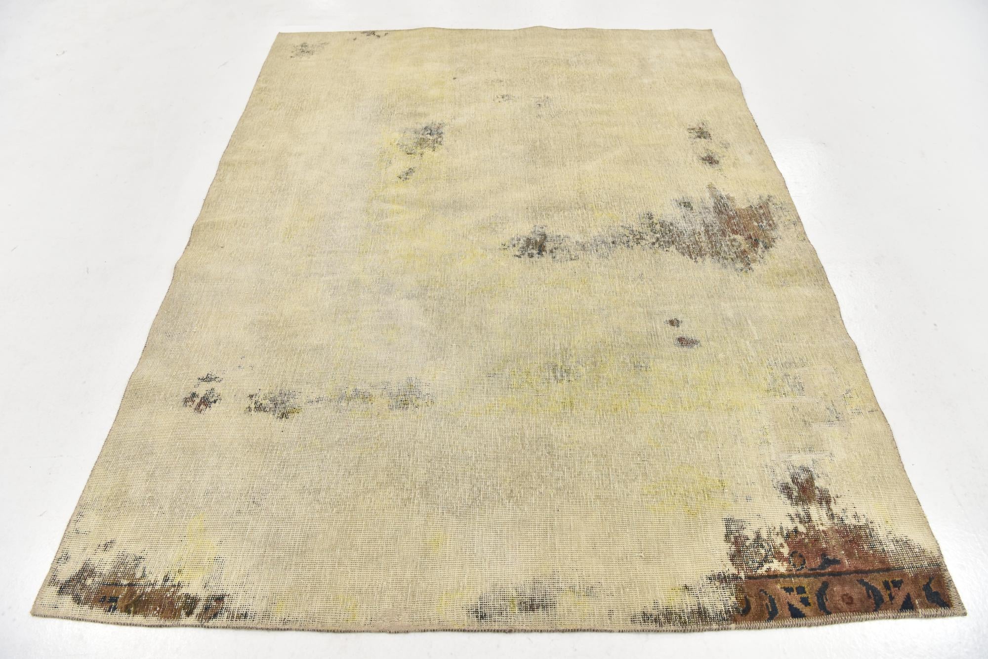 5' 2 x 6' 8 Hand Knotted Ultra Vintage Persian Wool Square Rug