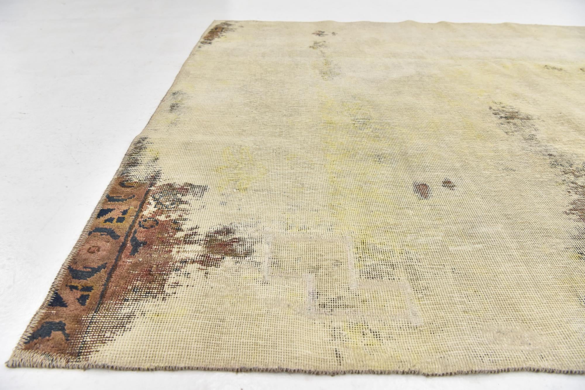 5' 2 x 6' 8 Hand Knotted Ultra Vintage Persian Wool Square Rug