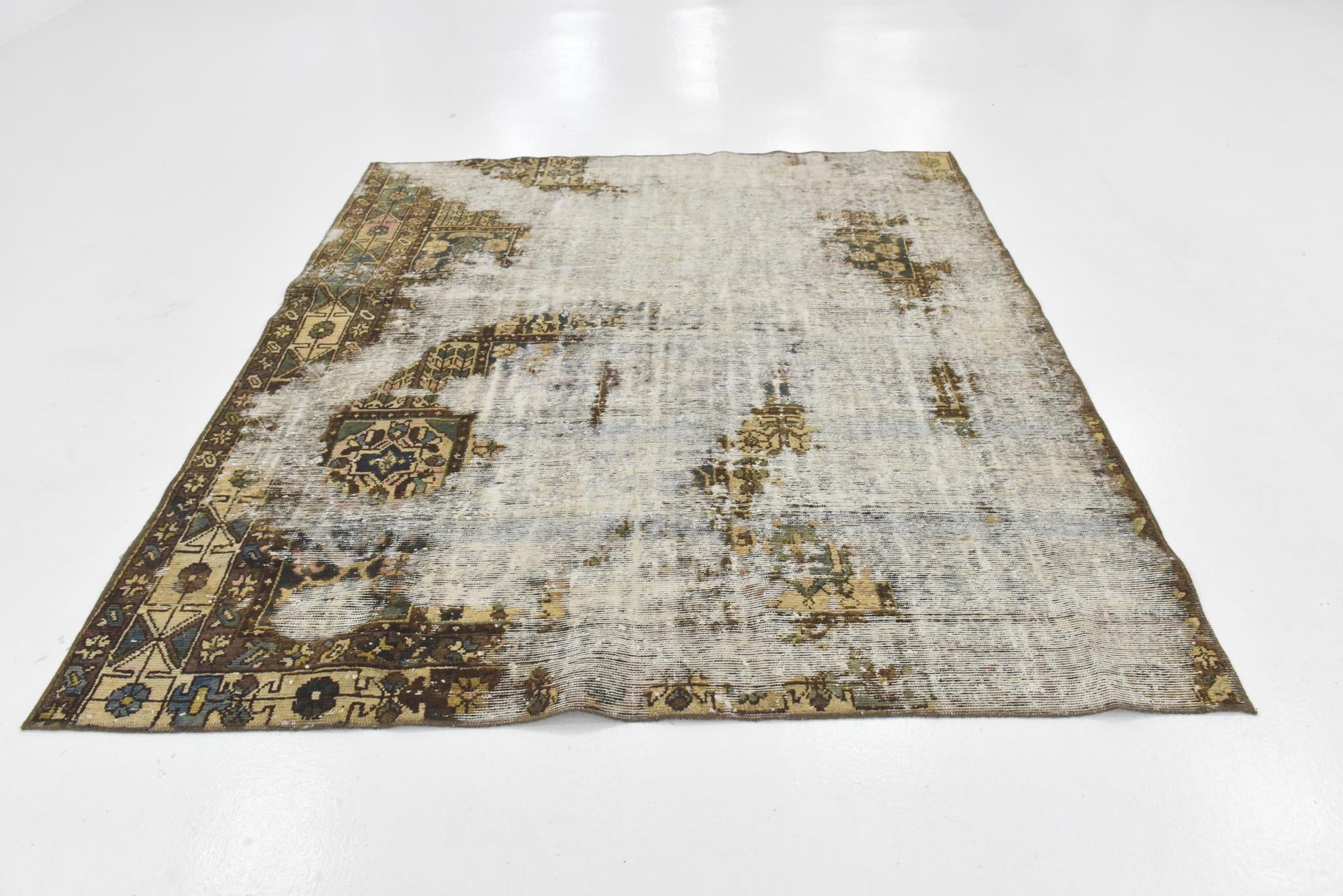 6' 6 x 7' 3 Hand Knotted Ultra Vintage Persian Wool Square Rug