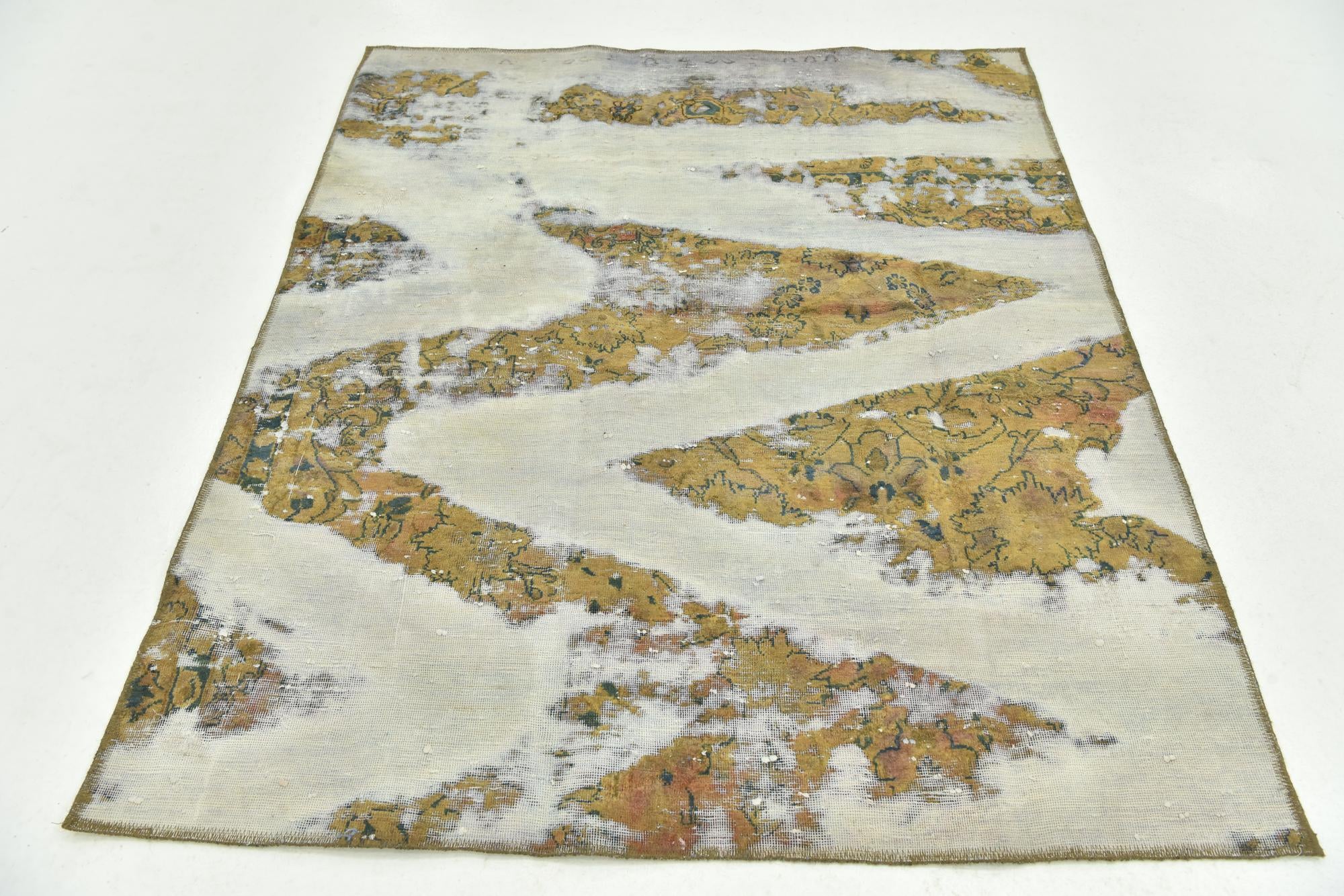 4' 6 x 5' 5 Hand Knotted Ultra Vintage Persian Wool Square Rug