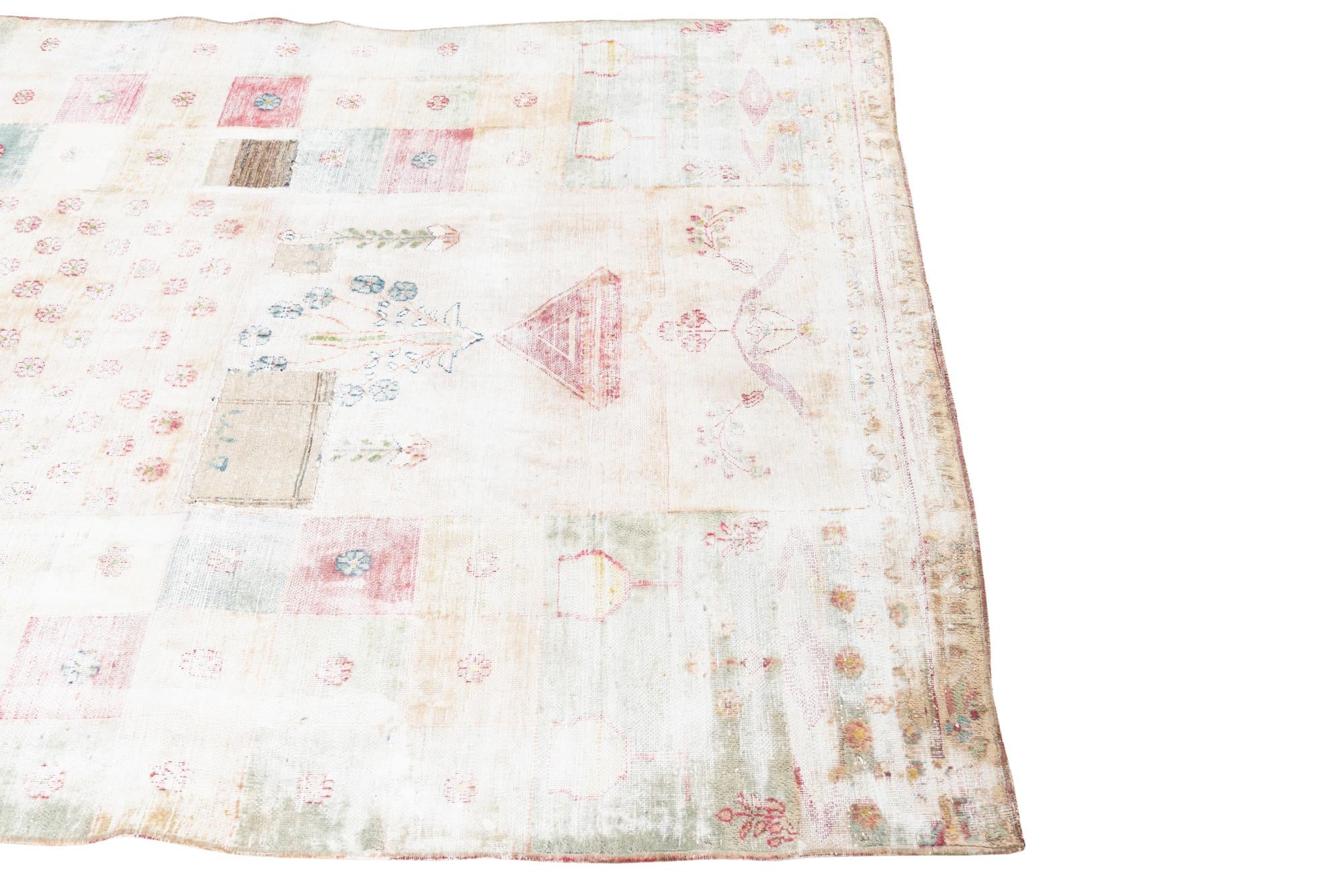 4' 7 x 5' 6 Hand Knotted Ultra Vintage Persian Wool Square Rug