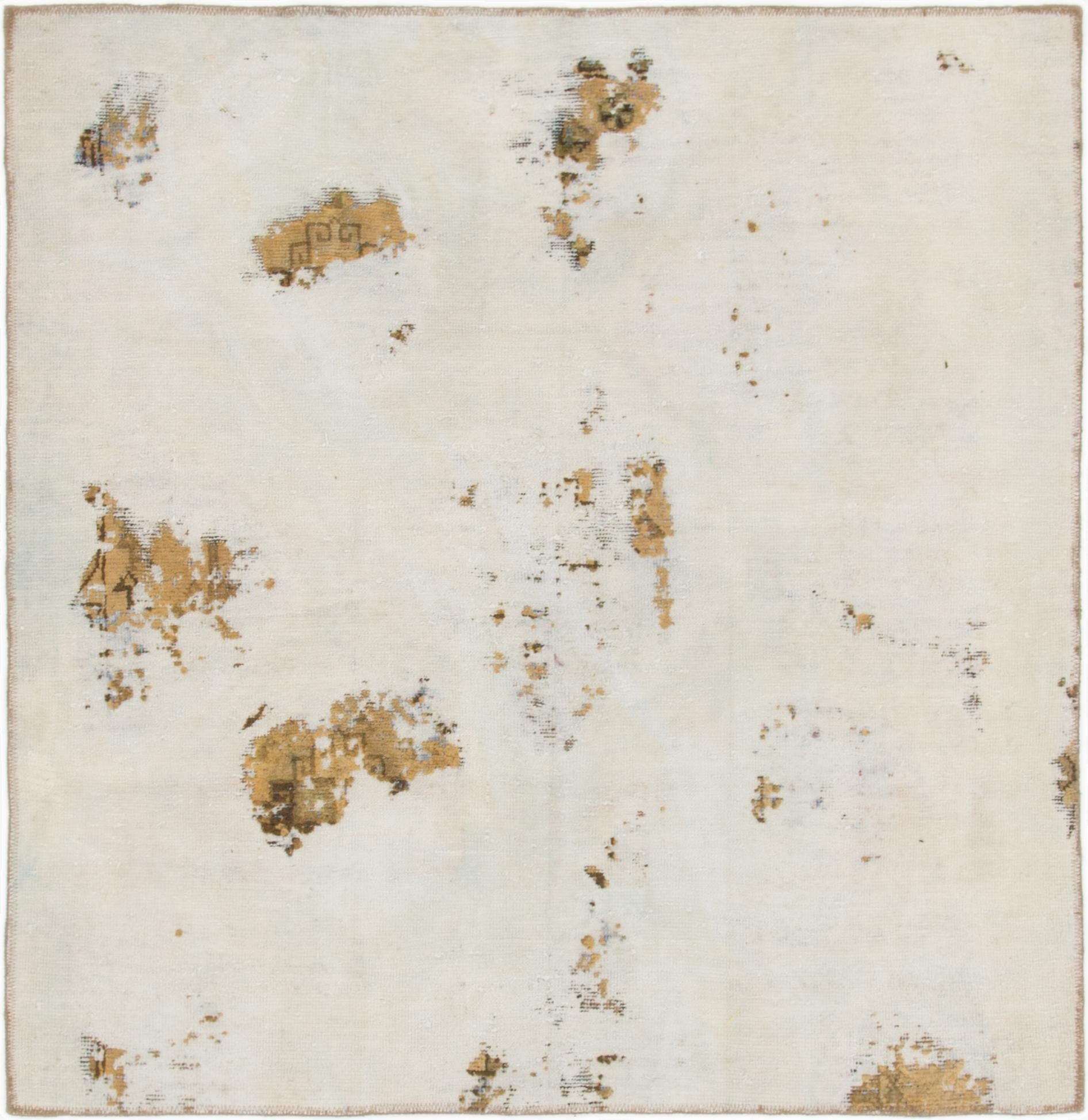 4' 10 x 5'  Hand Knotted Ultra Vintage Persian Wool Square Rug