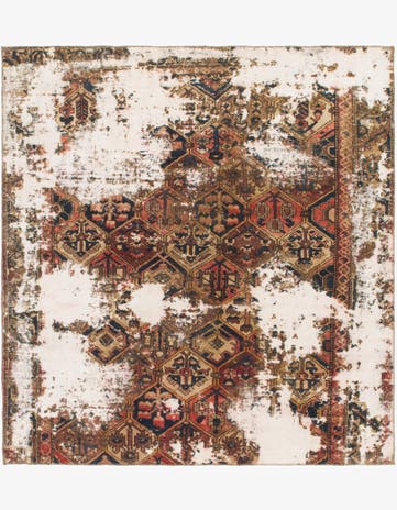 6' 4 x 7' Hand Knotted Ultra Vintage Persian Wool Square Rug