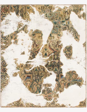 4' 7 x 5' 6 Hand Knotted Ultra Vintage Persian Wool Square Rug