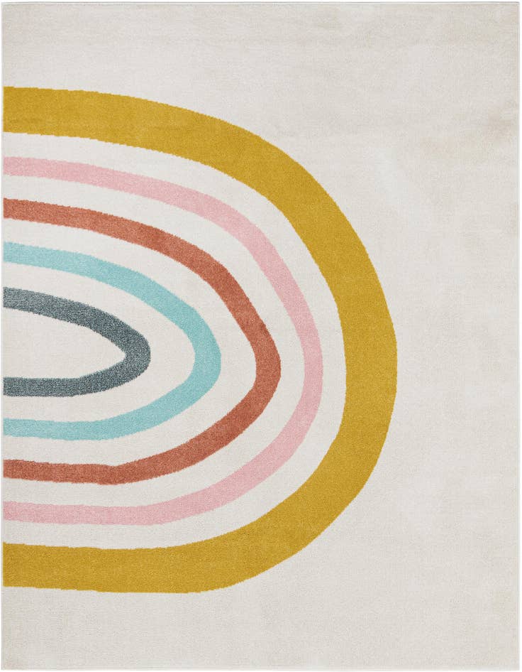 Detail image of 7' 10 x 7' 10 Rainbow Whimsy Kids Square Rug
