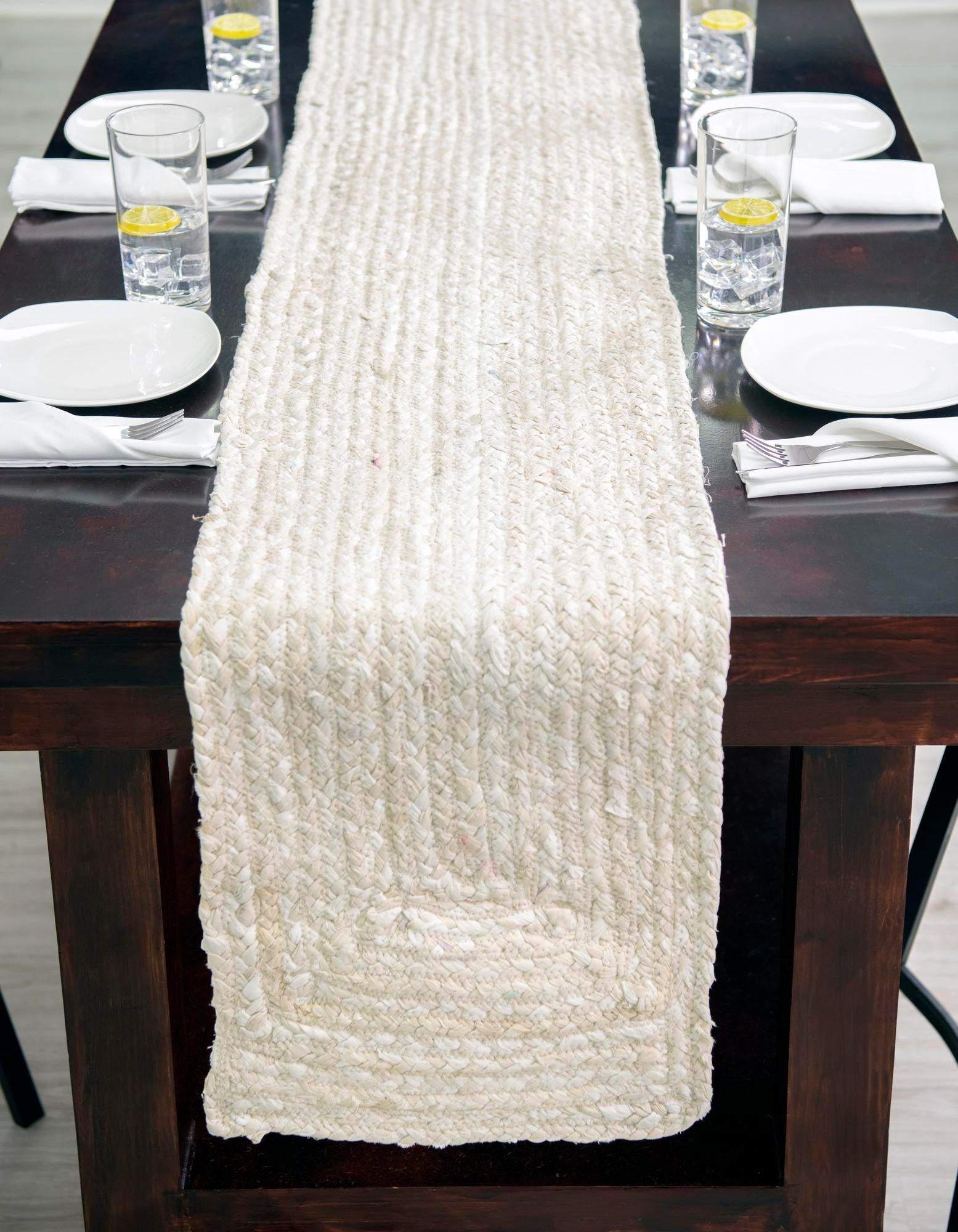 1' 2 x 8' Handmade Braided Chindi Table Runner Rug