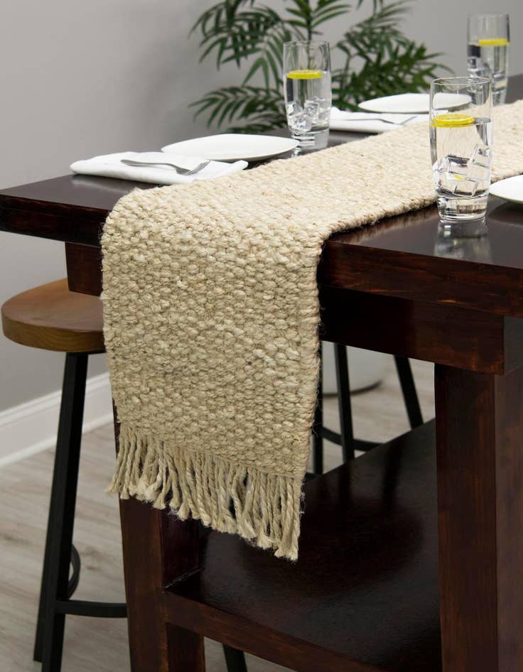 Detail image of 1' 2 x 8'  Hand Woven Chunky Jute Table Runner Rug