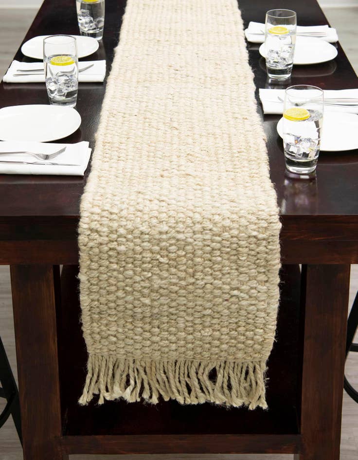 Detail image of 1' 2 x 6' 1  Hand Woven Chunky Jute Table Runner Rug