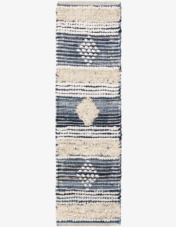 Ivory Hand Woven Cotton Chindi Table Runner Rug