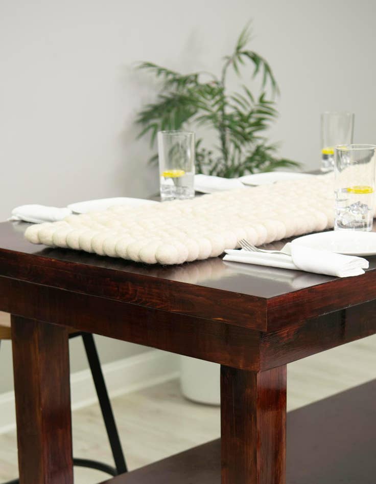 Detail image of 1' 2 x 10'  Hand Woven Felt Ball Wool Table Runner Rug
