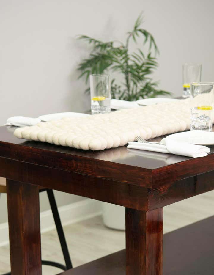 1' 2 x 8' Hand Woven Felt Ball Wool Table Runner Rug