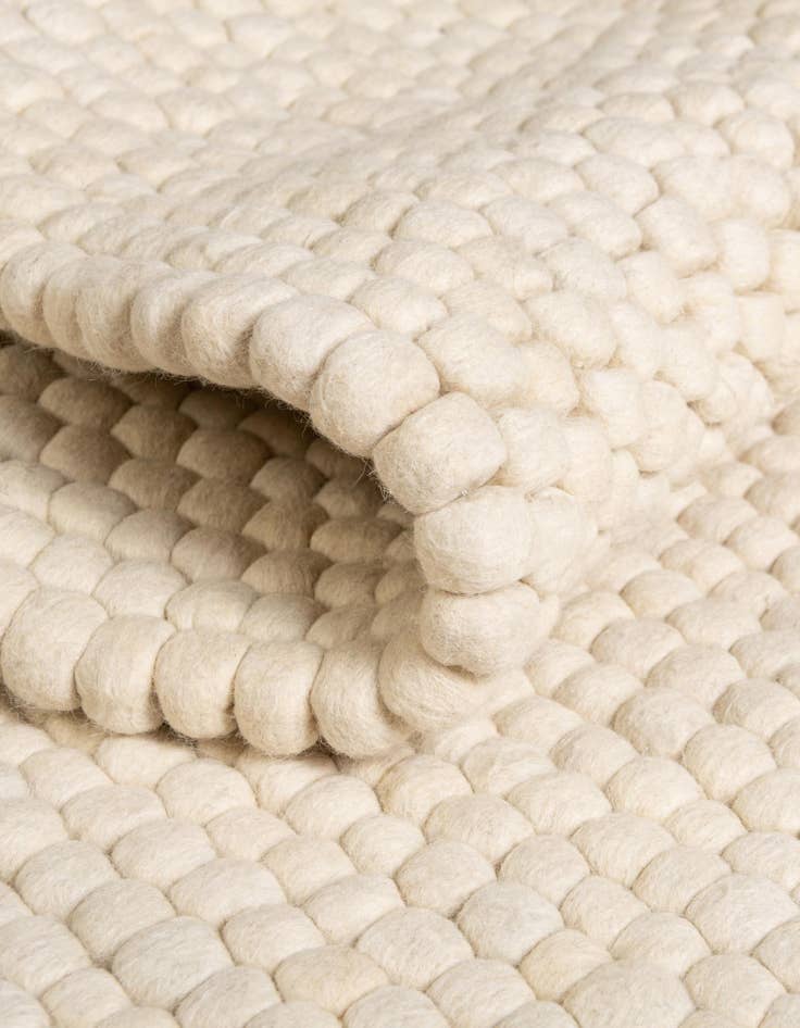 Detail image of 1' 2 x 8' Hand Woven Felt Ball Wool Table Runner Rug