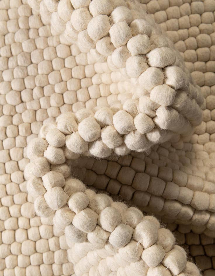 Detail image of 1' 2 x 10' Hand Woven Felt Ball Wool Table Runner Rug