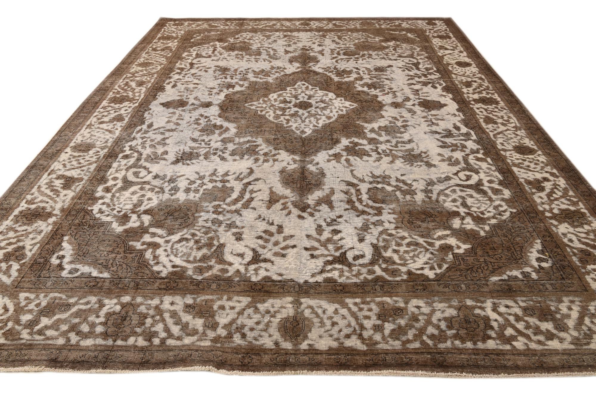 9' 4 x 12' 11 Hand Knotted Ultra Vintage Persian Wool Rug