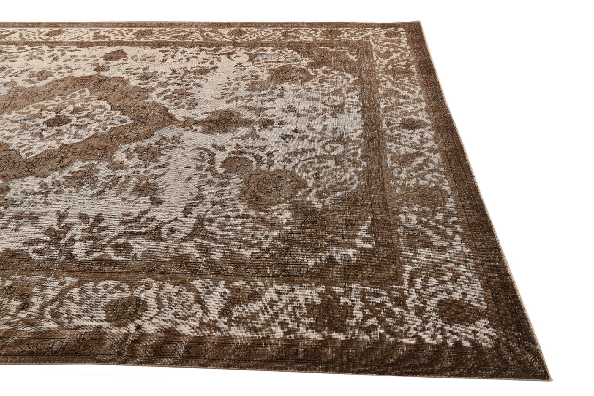 9' 4 x 12' 11 Hand Knotted Ultra Vintage Persian Wool Rug
