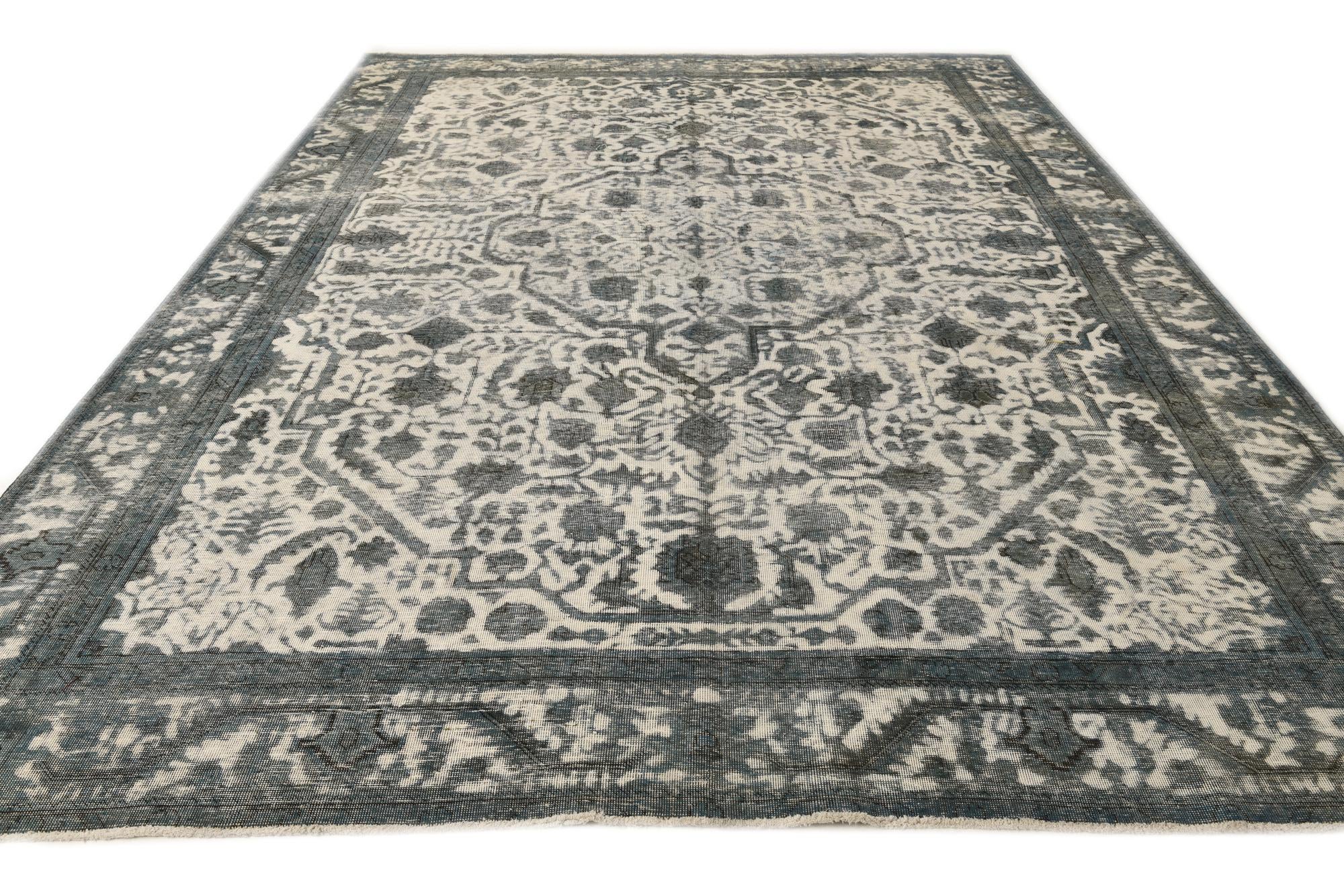 9' 2 x 12' 11 Hand Knotted Ultra Vintage Persian Wool Rug