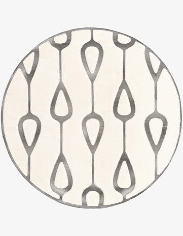 Ivory White Prismatic Round Rug