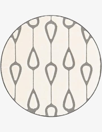 Ivory White Prismatic Round Rug