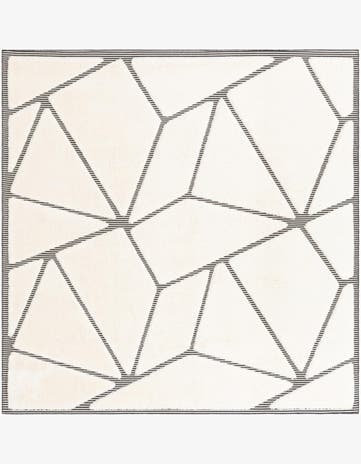 Ivory White Prismatic Square Rug