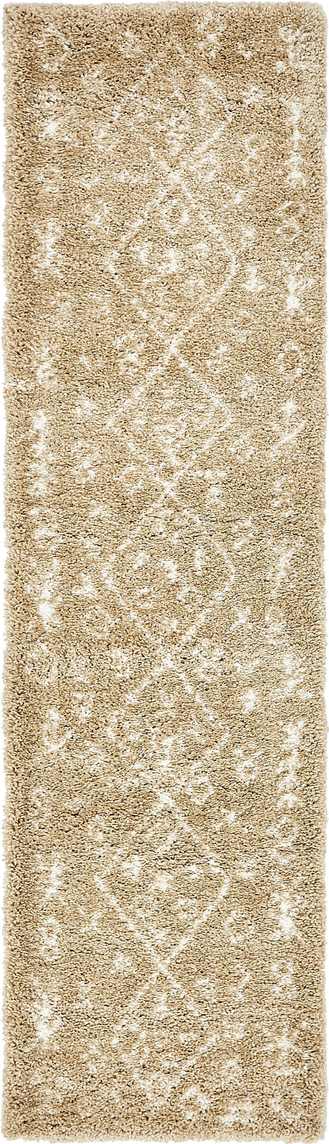 2' 7 x 10' Jameson · Tribal diamond Shag Rug, taupe and ivory