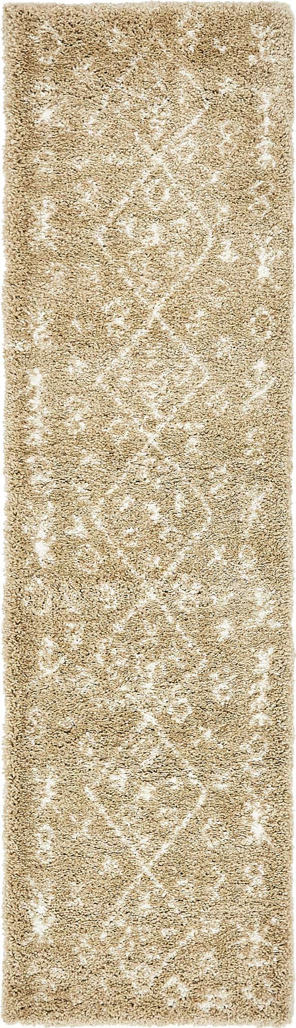 2' 7 x 10' Jameson · Tribal diamond Shag Rug, taupe and ivory
