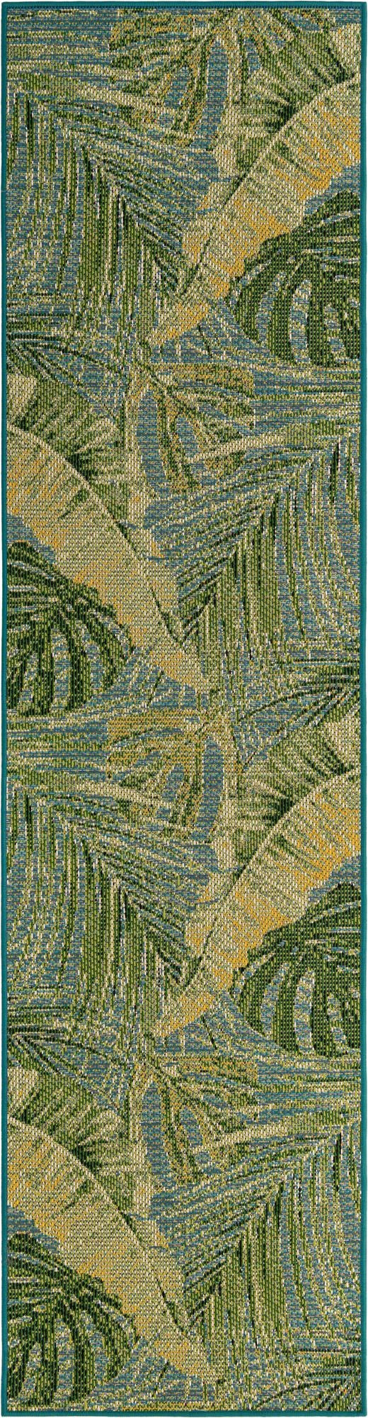 2' 7 x 10' Jay · Floral / botanical Outdoor Rug, green blue