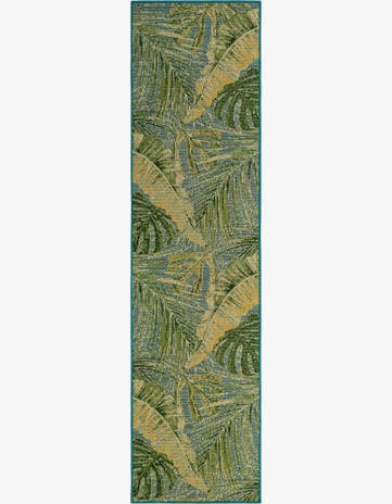 2' 7 x 10' Jay · Floral / botanical Outdoor Rug, green blue