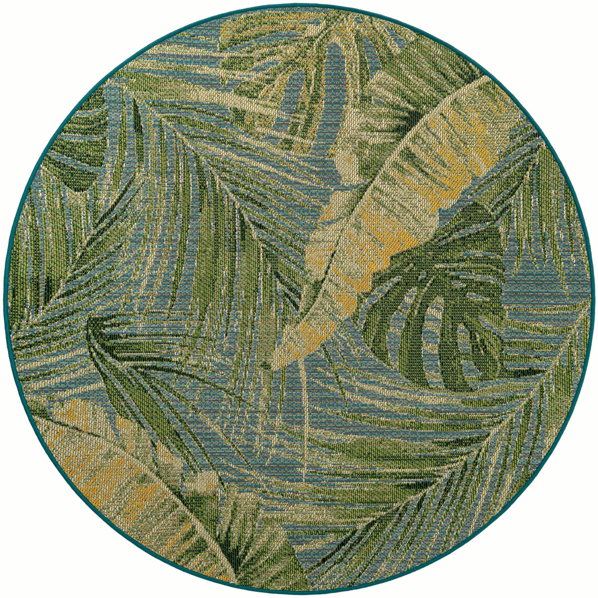 6' x 6' Jay · Border Outdoor Rug, green blue