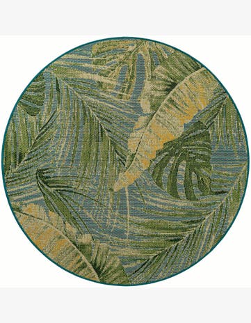6' x 6' Jay · Border Outdoor Rug, green blue