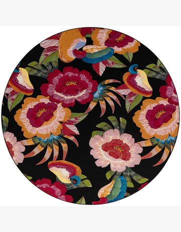 Jennings · Floral Outdoor Rug, black and multicolor