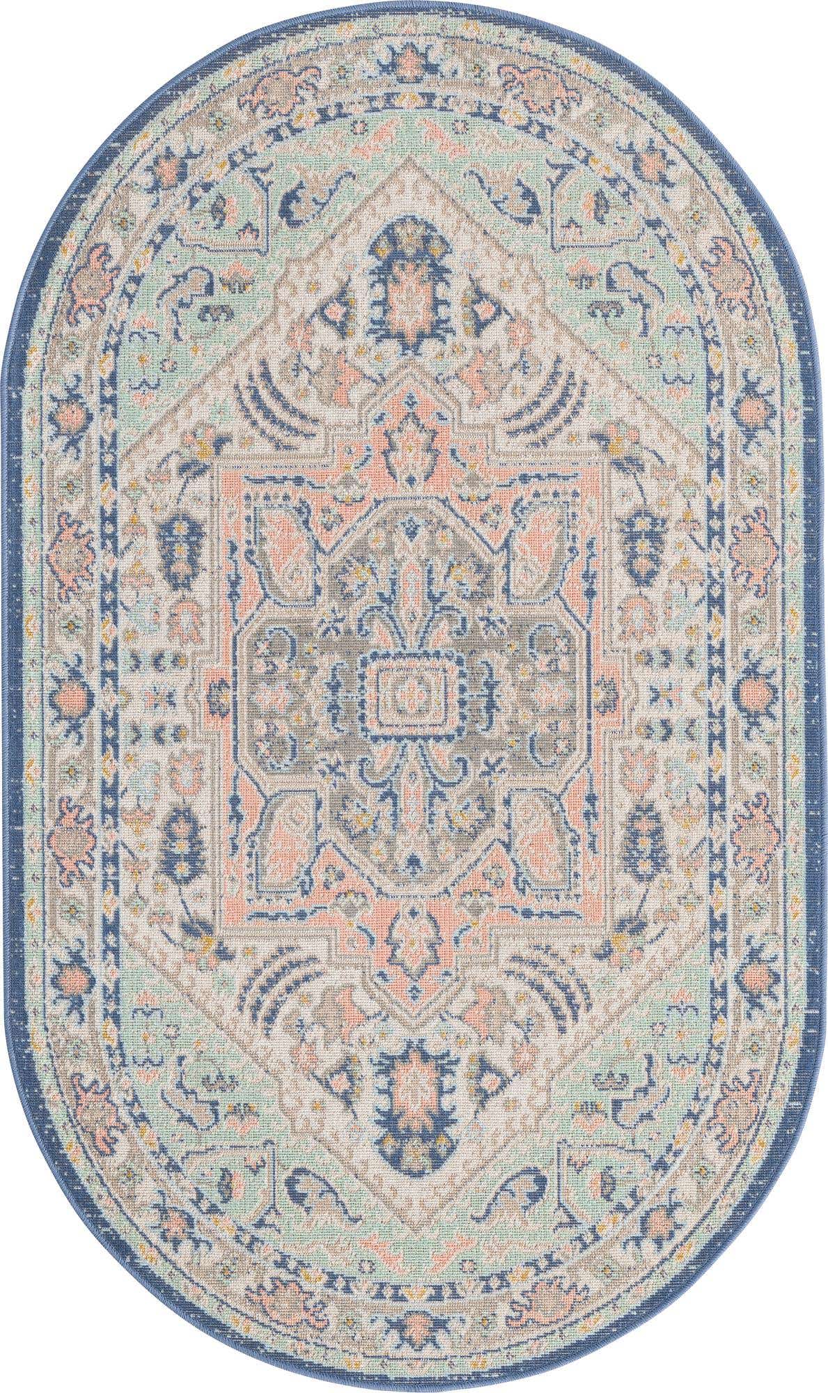 3' x 5' 3 Jessup · Medallion octagon rug, blue and pink
