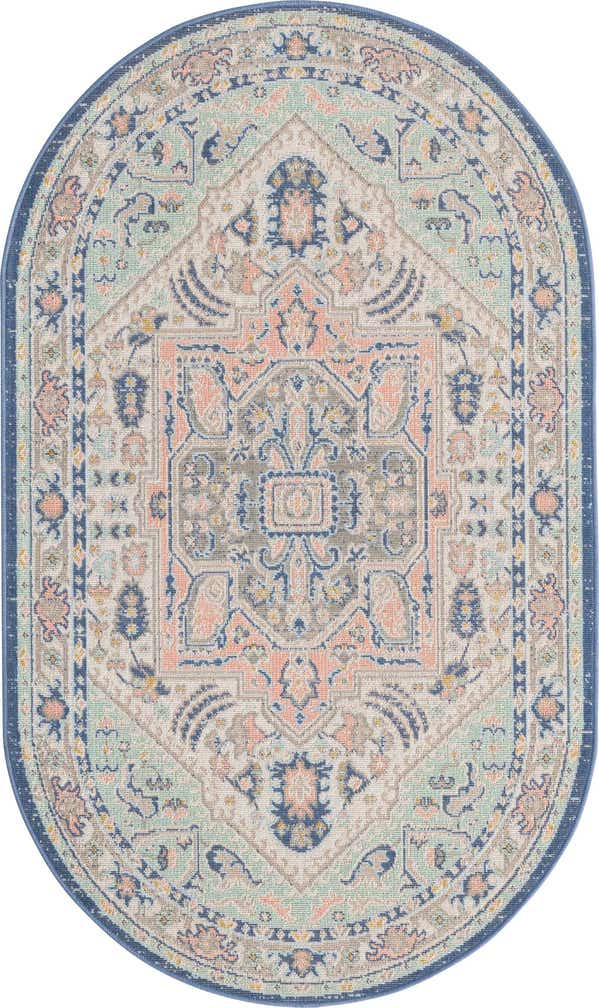 3' x 5' 3 Jessup · Medallion octagon rug, blue and pink
